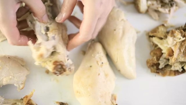 Taking apart Rotisserie chicken for chicken enchiladas