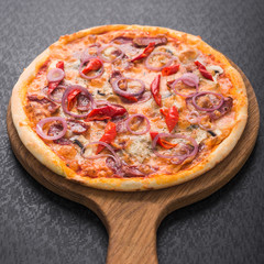 delicious pizza with salami