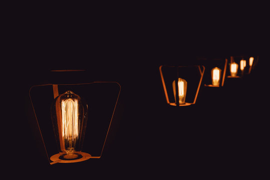 Some vintage stylish lamps at black background