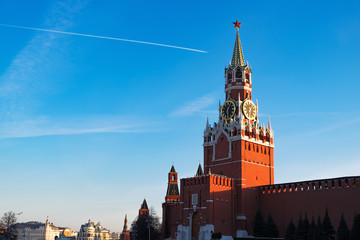 Kremlin in Moscow at sunset. Red Square, Russia