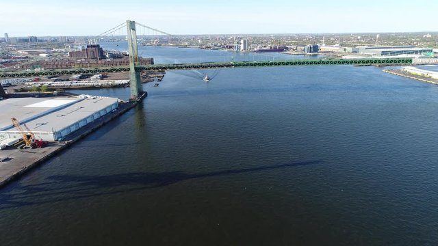 Aerial View of Tugboat Delaware River Philadelphia PA.