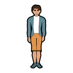 handsome man with muscular body wearing sweater and shorts icon image vector illustration design