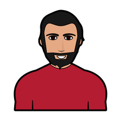 bearded handsome man with muscular body icon image vector illustration design