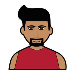 bearded handsome man with muscular body icon image vector illustration design