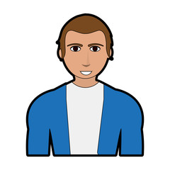 handsome man with muscular body wearing sweater icon image vector illustration design