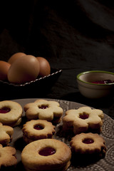 biscuits with jam - dark background