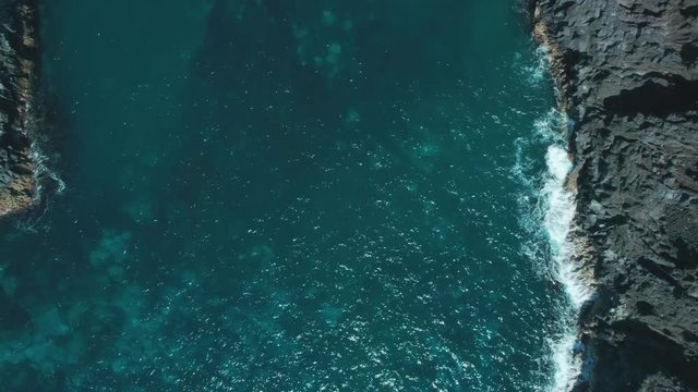 Cinematic Aerial Drone shot of Volcanic Rocks and Ocean Lanzarote