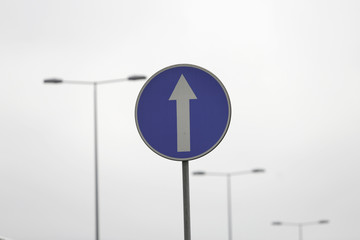 One way highway sign