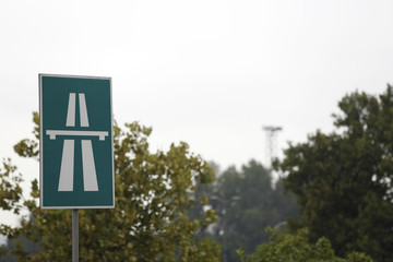 Green highway traffic sign