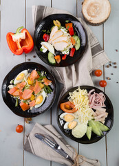 Set of three different salads
