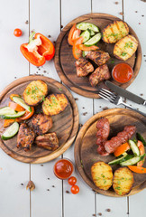 Set of grilled meat
