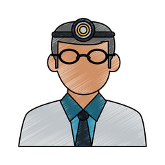 color pencil cartoon half body dentist profession vector illustration
