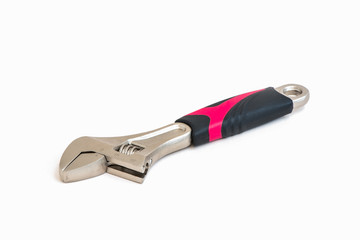 Adjustable wrench isolated on white