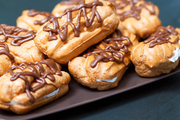 Eclairs with whipped cream