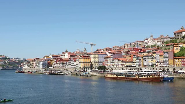 Panoramic view of Porto city with Douro river at clear sunny day, Portugal
