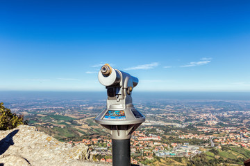 Inspection binoculars in the fortress of San Marino, Italy
