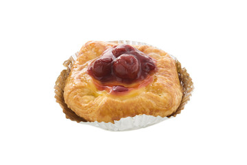 Blueberry sweet Danish pastry isolated on white background