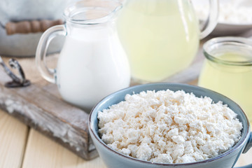 homemade cheese in the bowl