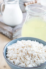 homemade cheese in the bowl