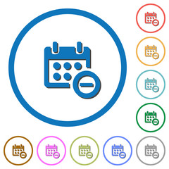 Remove event from calendar icons with shadows and outlines