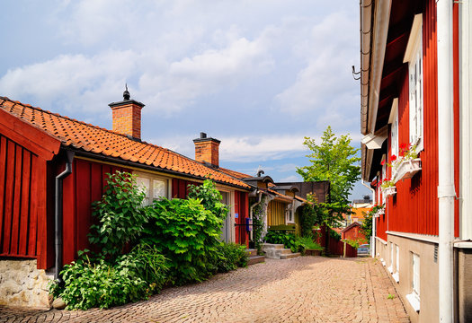 Stra&szlig;e Batsmansbacken, Drehort Astrid Lindgrens "Kalle Blomquist", Ort Vimmerby, Kalmar l&auml;n, Smaland, Schweden