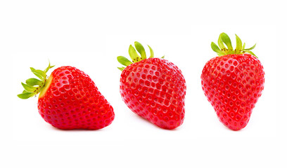 Fresh red strawberries isolated on a white background