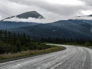 This is Haines Highway in the Yukon Territory of Canada, on a very overcast and rainy day.