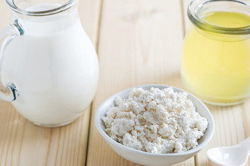 homemade cheese in the bowl