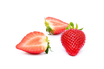 Fresh red strawberries isolated on a white background