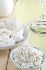 homemade cheese in the bowl