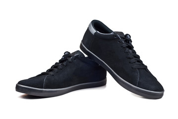 Men's black sport shoes isolated on white background