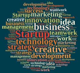 Word cloud with the word Startup.