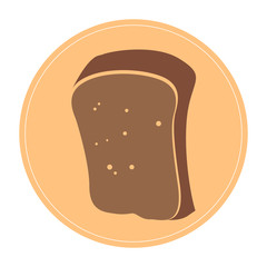 Isolated slice of bread on a colored button, Vector illustration