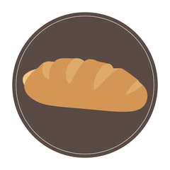 Isolated bread on a colored button, Vector illustration