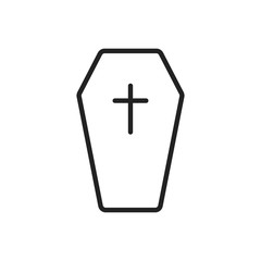 Obraz premium Halloween grave icon in line style. Gravestone vector illustration. Rip tombstone flat icon.