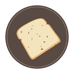 Isolated slice of bread on a colored button, Vector illustration