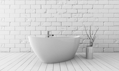 Fototapeta na wymiar Modern design white luxury bathtub