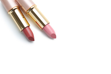 Colorful lipsticks isolated on a white