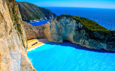 Zakynthos Island - Navagio beach and the shipwreck view from the hill