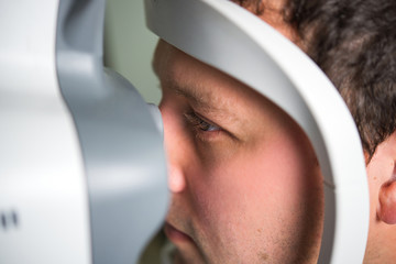 The ophthalmologist conducts the research with the help of various equipment, a contactless...