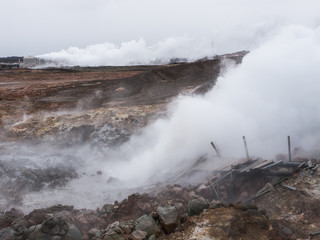 Geothermalkraftwerk Sudurnes am Vulkan Gebiet Gunnuhver, Grindavik, Island
