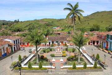 Panorámica del parque principal. Concepción, Antioquia, Colombia.