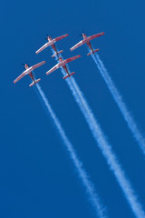 Fototapeta na wymiar Synchronized flight of 4 planes in the team during Israeli 69st independent day 