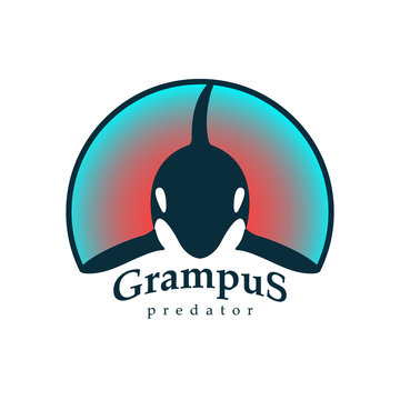 Logo grampus whale. Isolated white background. Creative abstract colorful.