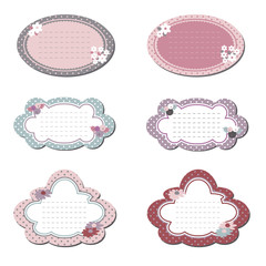 Elegant frames for paintings, decorated in pastel colours. Set of stickers in a vintage style. Vector illustration .