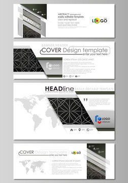 Social media and email headers set, modern banners. Business design templates, vector layouts in popular sizes. Celtic pattern. Abstract ornament, geometric vintage texture, medieval ethnic style.