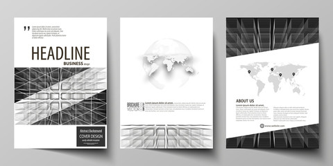 Business templates for brochure, magazine, flyer, booklet, report. Cover design template, vector layout in A4 size. Abstract infinity background, 3d structure, rectangles forming illusion of depth.