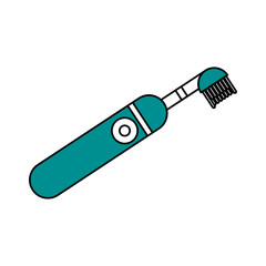 color silhouette cartoon blue electric toothbrush for dental care vector illustration