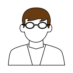 color silhouette cartoon half body dentist profession vector illustration