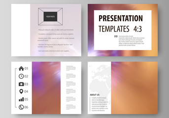 Set of business templates for presentation slides. Easy editable abstract vector layouts in flat style. Bright color colorful design, beautiful futuristic background.